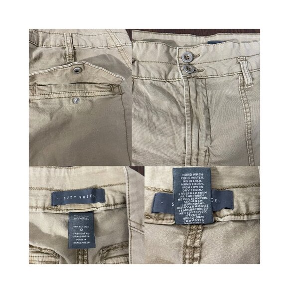 Women's Size 13 Beige Suzy Shier Khaki Pants With 5 Pockets - Picture 3 of 4